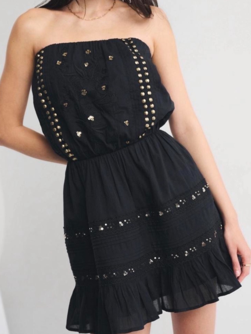 Abercrombie & Fitch Black Strapless Studded Sundress